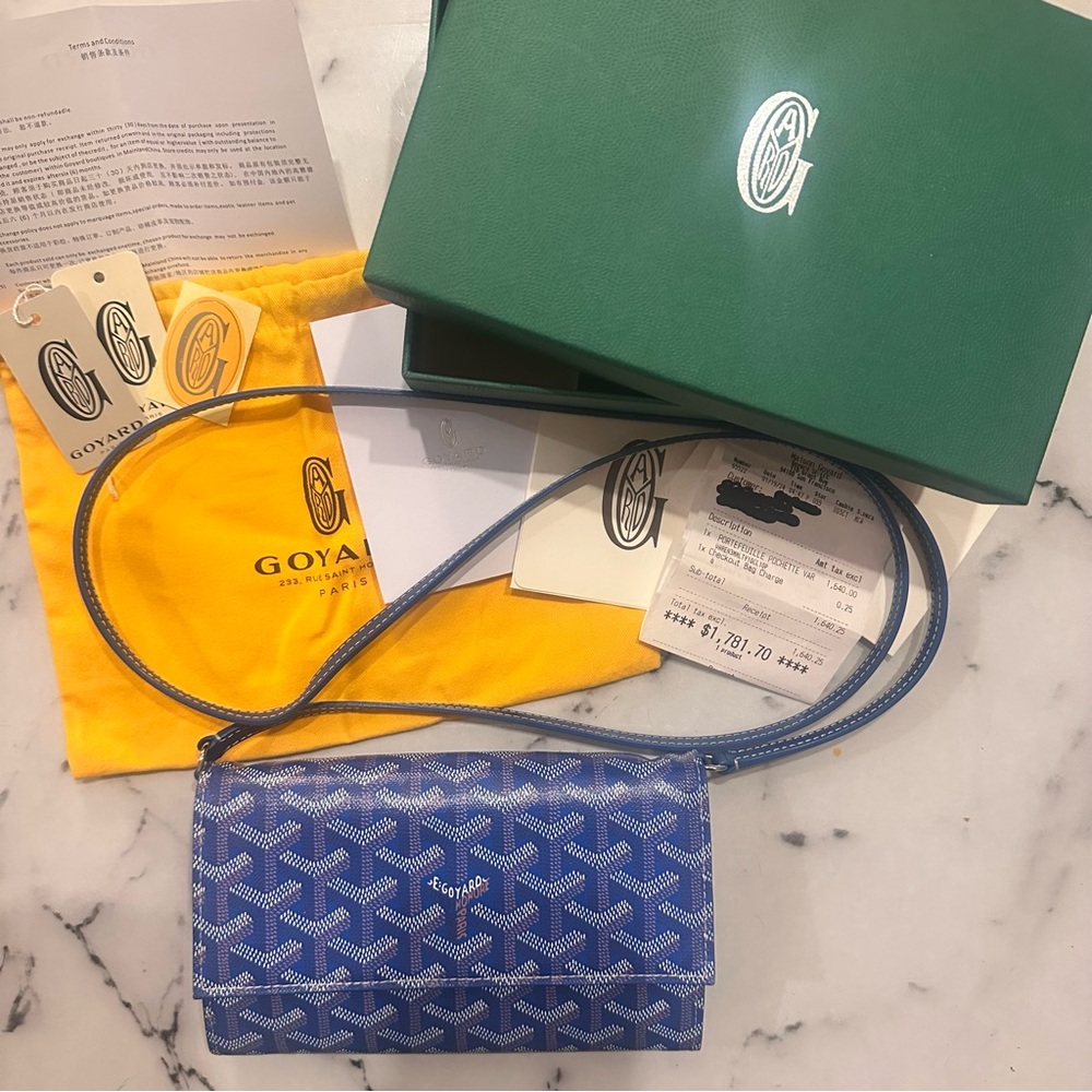 Goyard Blue Crossbody Wallet on Strap